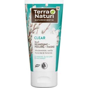 Terra Naturi Clear 3in1 Reinigings-Peelingmasker | 1x 150ml - Wilgenschorsextract & Natuurlijk Salicylzuur | Exfoliërend - Zachte Reiniging