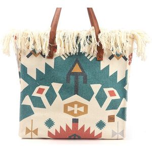 I'm Dutch Green canvas schoudertas / shopper Ibiza styke Nes