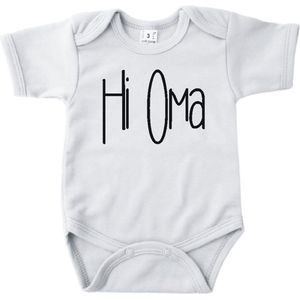 Baby romper met tekst zwangerschap aankondiging | Hi Oma | wit |korte mouw | maat 56 cadeautje zwangerschap aankondiging bekendmaking | Cadeautje 100% katoen.