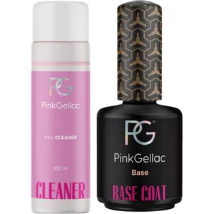 Pink Gellac Manicure Set - Essential Voordeelbundel met Nail Cleaner 100ml en Base Coat 15ml - Nagel Onvetter voor voor en na de Manicure - Base Coat Gellak voor een Sterke Basis - Manicureset voor Thuis