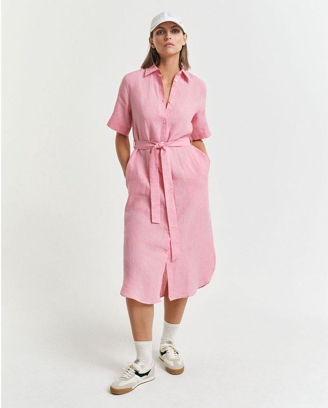 Gant - 4503390 - Korte Mouw Jurk - Roze - Midi