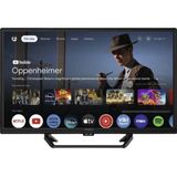 STRONG - TV 24” (60 cm) HD SRT24HG4723C Smart Google TV - 12V Ideaal Caravan, camping, boot - Geïntegreerde drievoudige tuner - 2 HDMI-poorten (1 ARC) + 1 USB-poort + Mini-AV + Antenne/Sat-aansluiting - Zwart