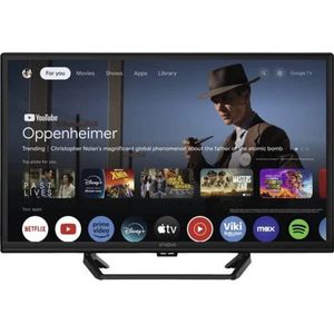 STRONG - TV 24” (60 cm) HD SRT24HG4723C Smart Google TV - 12V Ideaal Caravan, camping, boot - Geïntegreerde drievoudige tuner - 2 HDMI-poorten (1 ARC) + 1 USB-poort + Mini-AV + Antenne/Sat-aansluiting - Zwart