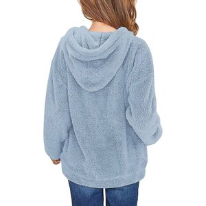 Meisjes Hoodie Fuzzy Teddy Fleece Sweatshirt met Capuchon en Zakken - Warme Kinderhoodies voor Vrije Tijd
