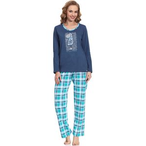 Cornette Dames Pyjama - Lange mouwen - Lange broek - Katoen - CR-655/13 - Jeans - S