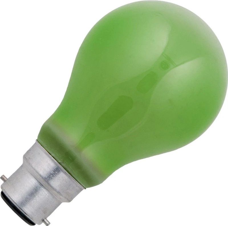 Schiefer - Ba22d Gloeilamp - Groen - 60W - Dimbaar