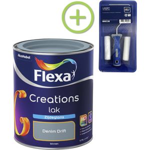 Flexa - Creations - Lak - Zijdeglans - Denim Drift - 750 ml + Lakroller