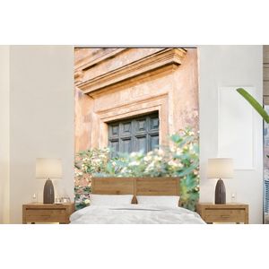 Architectuur - Deur - Bloemen - Groen - Vintage - Behangpapier