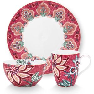 Serviessset Ontbijt - Breakfast Set Flower Festival Pink - 3 delig - Pip Studio