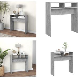 vidaXL Wandtafel 78x30x80 cm bewerkt hout betongrijs - Bijzettafel - Bijzettafels - Tafel - Tafels