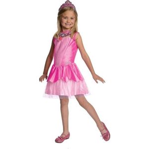 Roze prinsessen jurkje/jurk voor meisjes met tiara - prinsessen verkleedkleding/carnavalkostuum 5-8 jaar (110-128 cm)