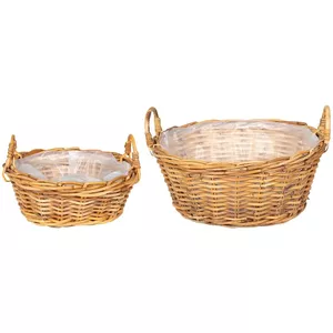 2 Stuks Rotan Hangmanden 30 Cm - Met Voering En Kettingen - Weerbestendig Voor Tuin, Balkon En Terras