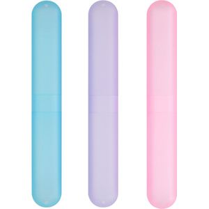 kwmobile - Reisetui voor Tandenborstel - Roze / Paars / Lichtblauw - Set van 3