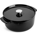 KitchenAid braadpan 26cm - geëmailleerd gietijzer - onyx zwart - rond