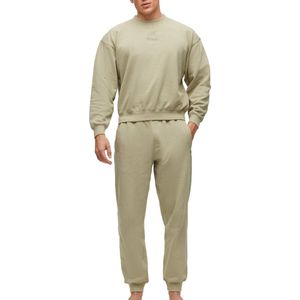 BOSS Contemporary Long Set - heren pyjama set velours - licht olijfgroen - Maat: M