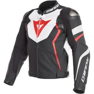 DAINESE AVRO 4 BLACK MATT WHITE FLUO RED LEATHER JACKET 46 - Maat - Jas