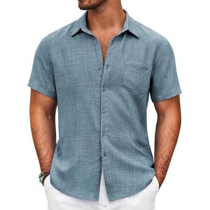 Heren Overhemd Korte Mouw Casual Linnen Zomer
