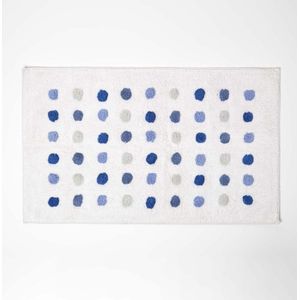 Homescapes badmat blauwe en witte stippen, 50 x 80 cm - badkamermat stippen