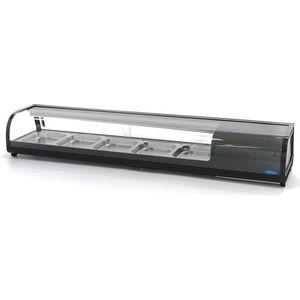 Maxima Sushi en Tapasvitrine 132 L - 5 x 1/2 GN Tafelmodel Sushivitrine - Horeca Koeling Vitrine - Professioneel Koelvitrine - Met GN-bakken - Tapas