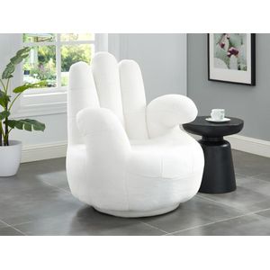Vente-unique Draaiende fauteuil van imitatiebont CATCHY - Wit L 82 cm x H 89 cm x D 78 cm