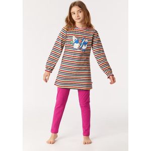 Woody pyjama meisjes - multicolor gestreept - schaap - 222-1-BLB-S/921 - maat 98