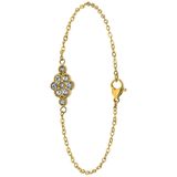 Lucardi Dames Stalen goldplated armband vintage bloem wit - Armband - Staal - Goudkleurig - 20 cm