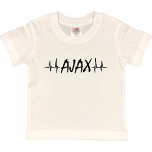 Amsterdam Kinder t-shirt | AJAX hartslag | Verjaardagkado | verjaardag kado | grappig | jarig | Amsterdam | Ajax | cadeau | Cadeau | Wit/zwart | Maat 98/104