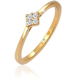 Elli PREMIUM Dames Ring Dames Verlovingsring Klassiek met Diamant (0.06 ct.) in 925 Sterling Zilver