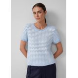 Gebreide Trui - Korte Mouwen - Met Golvend Breipatroon en Pailletten