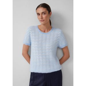 Gebreide Trui - Korte Mouwen - Met Golvend Breipatroon en Pailletten