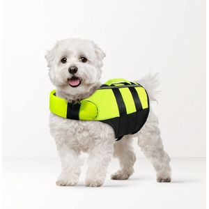 Hondenzwemvest voor honden, draagbaar, opblaasbaar, reddingsvest voor kleine, middelgrote en grote honden, groen, S
