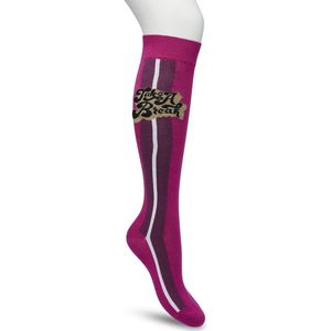 Bonnie Doon Dames Kniekousen Roze maat 36/42 - Knie Kousen - Streep - Bies - Print - Uitstekend draagcomfort - Take A Break Knee Sock - Kniesokken - Zakt niet af - OEKO-TEX - Rose Violet - BP221703.339