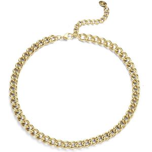 CO88 8CN-26215 Stalen Schakel Ketting - Dames - Gourmet - 9 mm - 50 + 7 cm - Goudkleurig