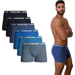 Comfort Boxershort Heren - Met Gulp - Blauw Assorti L - 6 Pack - Boxershorts Heren - Met Gulp - Lange Pijp