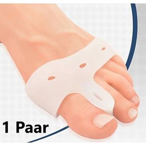 Dubbele Siliconen Teencorrector I Teenspreider I Hallux Valgus I Teen Recht Maken I Schok Absorberend I Met Gaten I Wit I 1 Paar