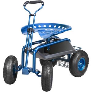 VEVOR Rolstoel voor Tuinieren, Ergonomisch Zitje, Uitschuifbare Stuurgreep, 25 cm Opblaasbare Banden, Versterkte Stalen Constructie, Veelzijdige Opbergmand, Geschikt voor Tuinieren en Onkruidverwijderen