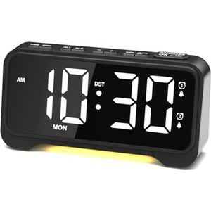 Digitale Wekker met 2 Wekkers, Snoozefunctie, Instelbaar Helderheid en Volume, 12/24U, Nachtlicht en Weekend Modus