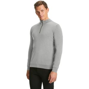 FALKE Basic New Merino Halfzip zachte elegante wol trui heren grijs - maat S