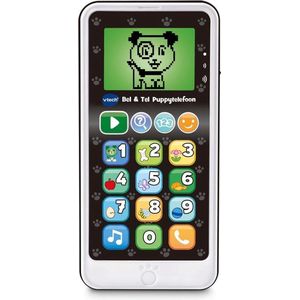 VTech Bel & Tel Puppytelefoon - Baby Telefoon - Interactief Mobieltje - Educatief Babyspeelgoed - Zwart/Wit - Vanaf 1,5 Jaar