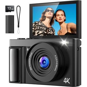 Vlog Camera voor Beginners - Videocamera voor Kinderen en Volwassenen - Handycam - 4K Kwaliteit