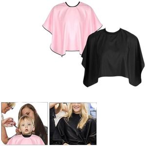 2 stuks - Kapperscape, waterdichte make-upcape, kapperscape met klittenband, geschikt voor salon, knippen (zwart en roze)