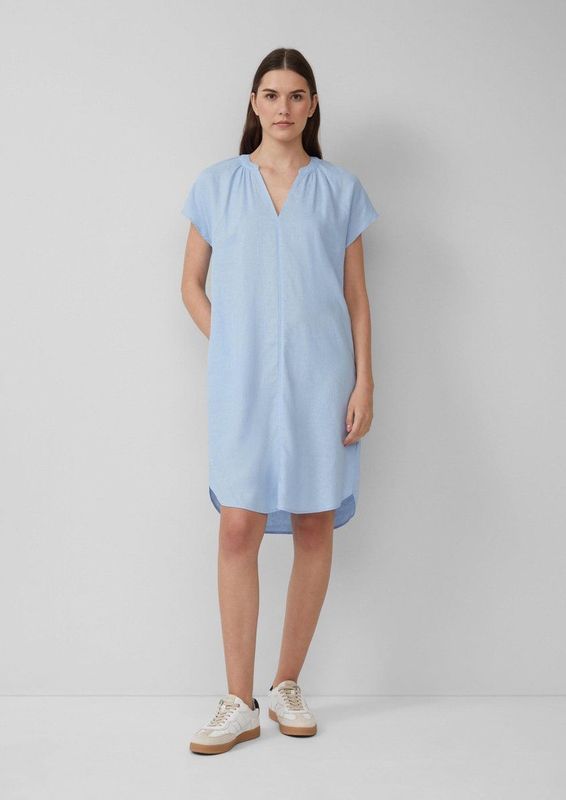 s.Oliver - Blousejurk - Lichte en Luchtige Linnenmix - V-hals - Halflang