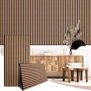 Provento - Akoestische houten panelen, set van 2, 120 x 60 cm, 1,44 m², geluidsisolatie, 3D wandbekleding.