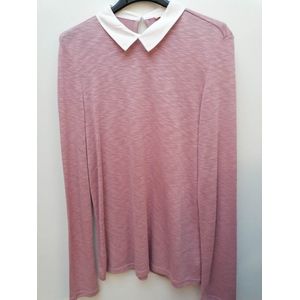 Beeldige roze pull met witte col - Esprit - maat L