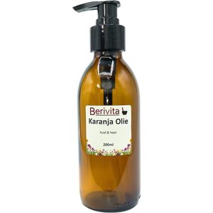 Karanja Olie 200ml Pompfles - Huidolie - Haarolie - Puur & Koudgeperst - Pongamia Oil