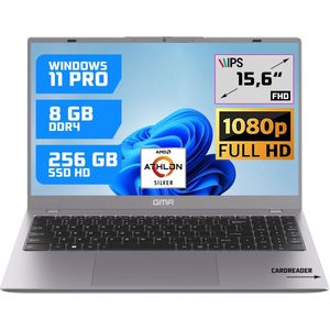GMR 15.6"" Full HD Laptop - 8GB RAM / 256GB SSD - AMD Athlon Silver - Win 11 Pro - Thuis, Office & Studie