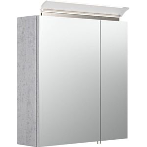 Spiegelkast Aron Beton - Breedte 60 cm - Hoogte 62 cm - Diepte 17 cm - Met stopcontact - Met verlichting