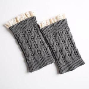 Dames kanten beenwarmers - 18 cm + 2 cm kanten rand - Gebreide winterlaarssokken - Beenwarmers - Laarswarmers - Gebreide warme korte beenwarmers - Herfst en winter korte kanten twist beenwarmers