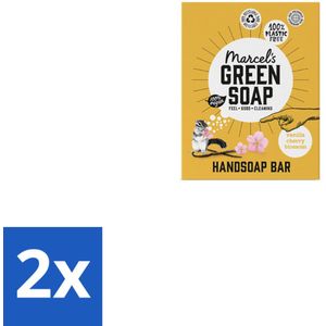 2 x Marcel's Green Soap - Handzeep Bar - Vanille & Cherry Blossom - Krachtige werking - 90 gr - Handzeep - Biologische Zeep - Plasticvrije Zeep - Vegan Zeep - Natuurlijke Zeep