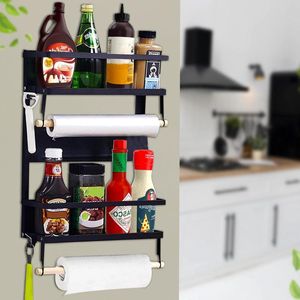 Spice Rack Organisers voor Koelkast - Magnetisch Kruidenrek met Potten en Keukenrolhouder